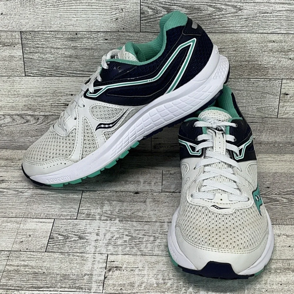 Saucony Cohesion 11 White Blue Green Running Shoes S10420-1 Women Size 7.5